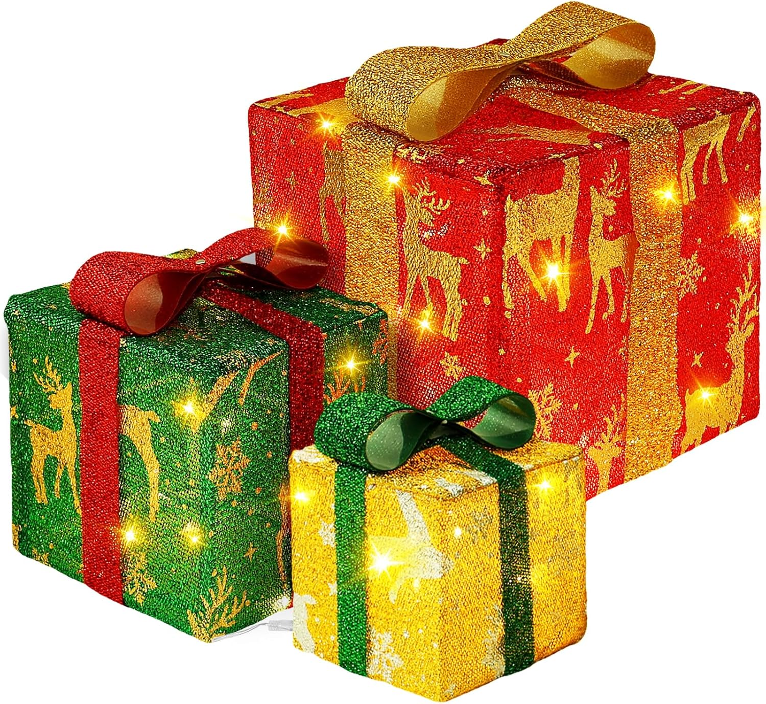 3Pcs Christmas Lighted Gift Boxes Lighted Gift Boxed Christmas