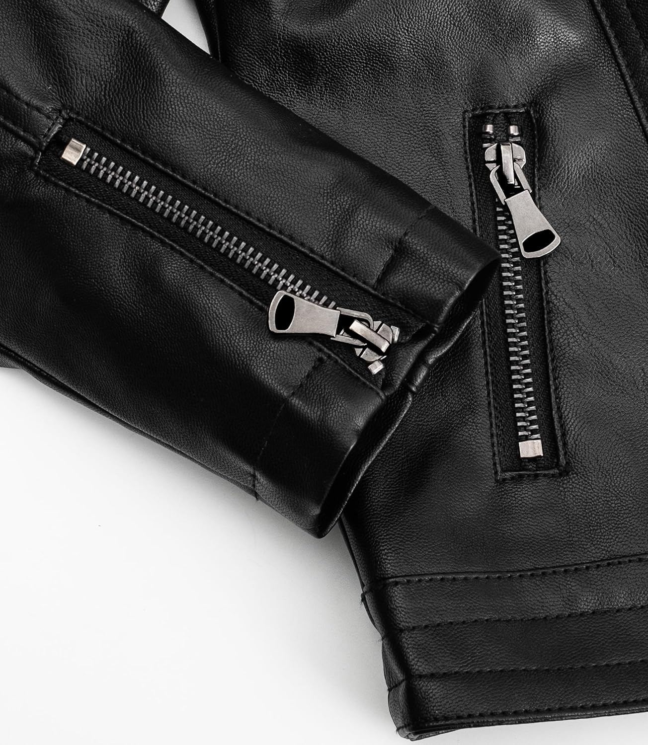 TLAENSON Boys Black Leather Jacket Studded Motorcycle Faux Leather Coat - Image 4