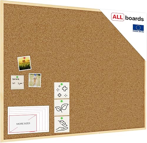 ALLboards Tableau en Liège avec Cadre en Bois 120x90cm, T…