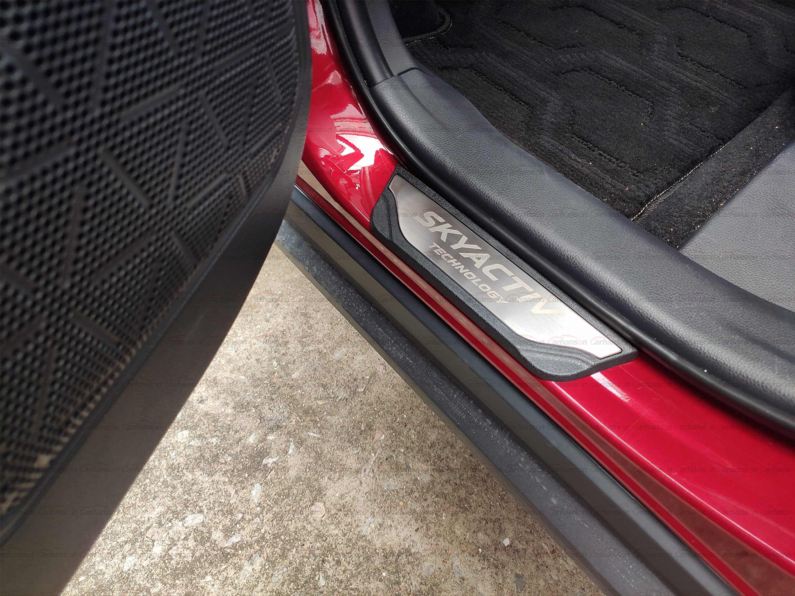 GZBFTDH Car Door Entry Guard, Stainless Steel with Plastic Auto Door Sill Protector Cover, for Mazda 3 6 2014-2020 Kick Panels Threshold Guard Scuff Plate, Interior Accessories Protection (Silver)