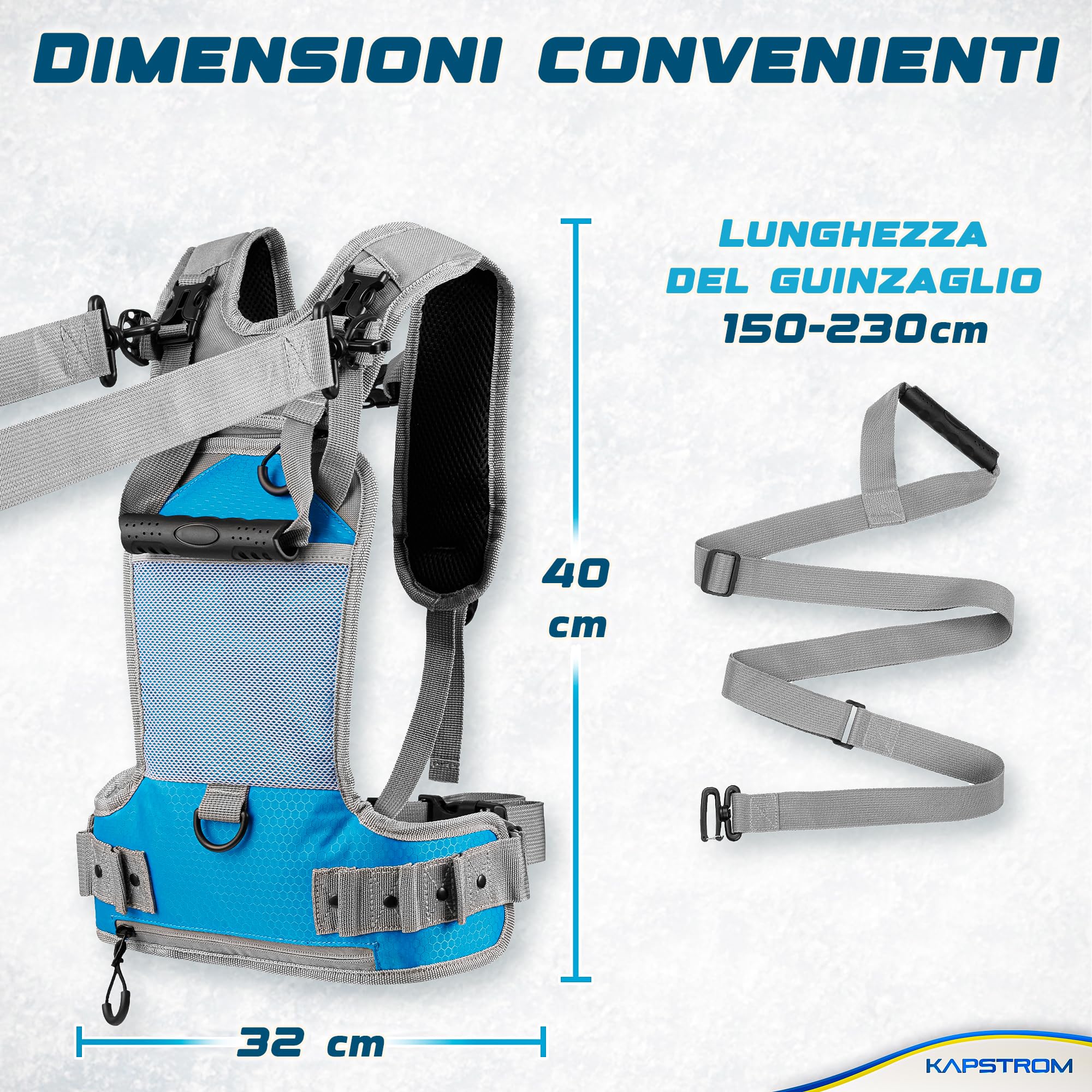 Imbragatura per allenamento sci e snowboard per bambini - 2 cinghie di guida per sterzare e controllare la velocità - Zaino per allenamento sci con spallacci regolabili