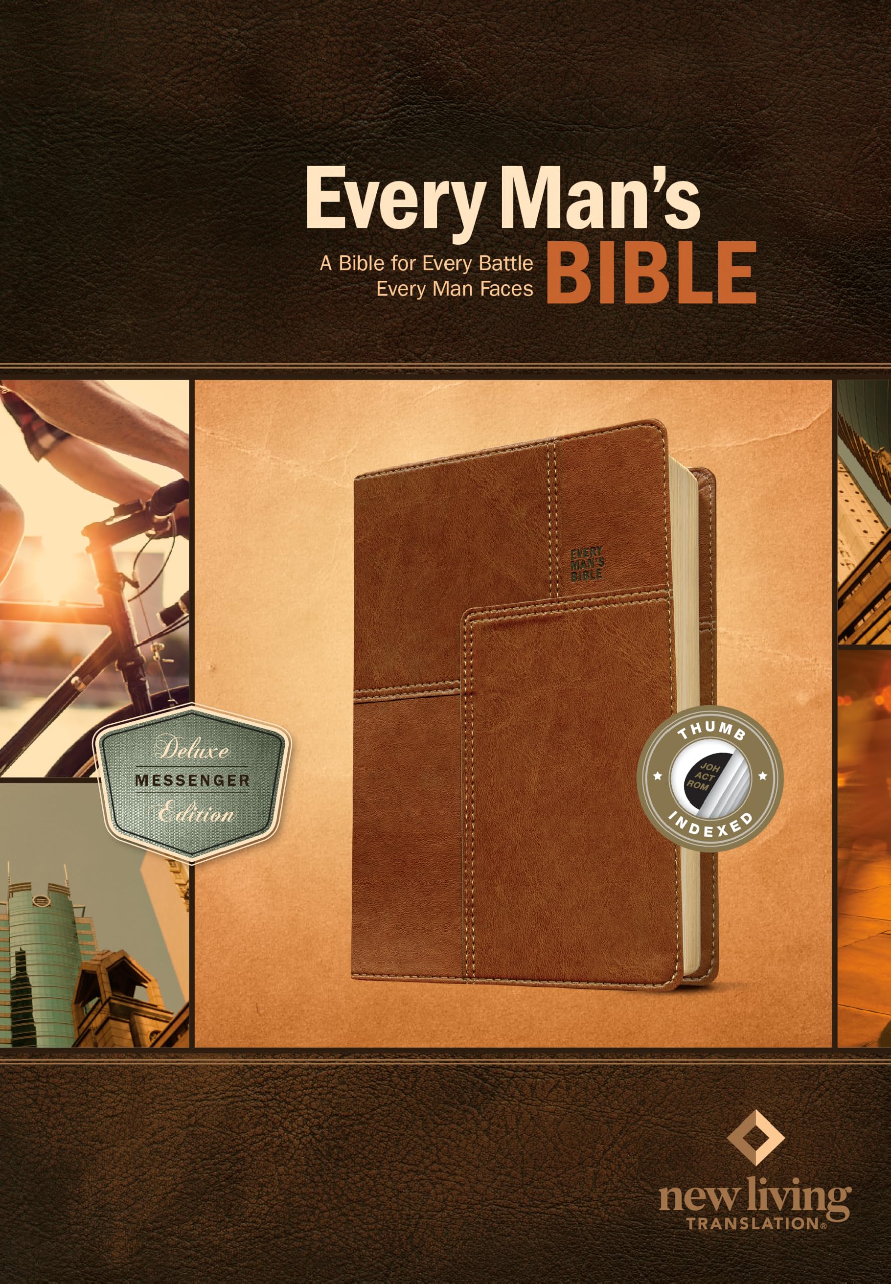 Every Man’s Bible NLT, Deluxe Messenger Edition (LeatherLike, Brown, Indexed)