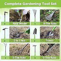 Vista 6 de WORKPRO 6-Piece Garden Tool Set, Heavy Duty Gardening Hand Tools with Soft Rubber Handle, Including Trowel, Rakes, 2-in-1 Hoe and Crack Weeder