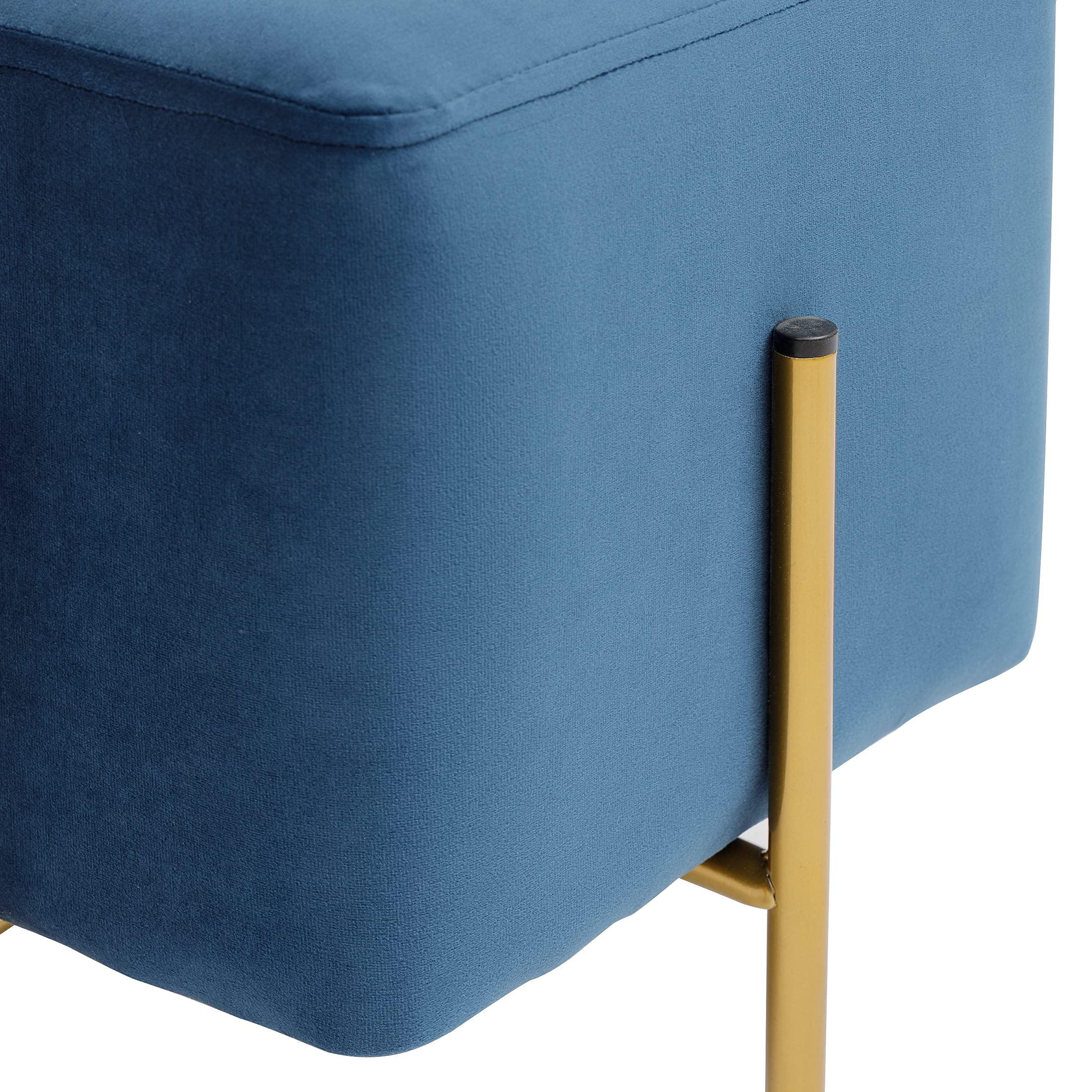 Baroni Home Pouf Poggiapiedi Quadrato in Velluto, Pouf da Salotto Imbottito, Pouf Panchetto per Camera da Letto, Blu, 33x33x38 cm