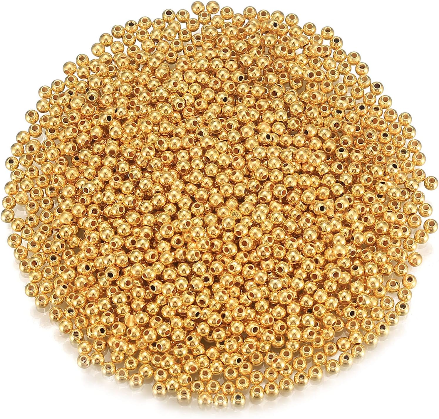 About 4000 Pcs Gold Spacer Round Beads, 4mm Smooth Loose Balls for DIY Craft Bracelet Necklace Jewelry Making Supplies