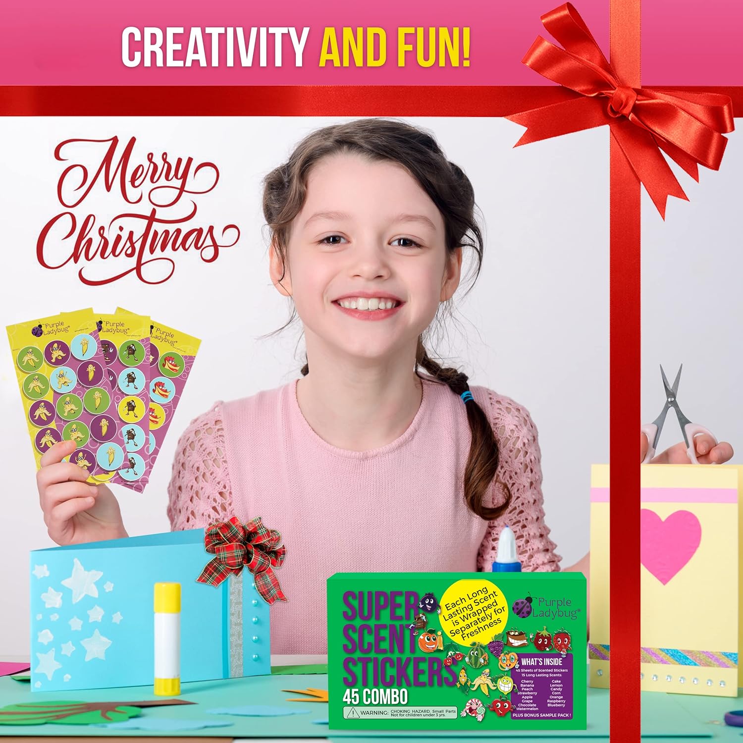 Purple Ladybug 45 Sheets of Scratch and Sniff Stickers for Kids & Teachers with 15 Different Scratch N Sniff Intense Smells - Motivational Smelly Stickers & Super Scented Reward Stickers for Students : Toys & Games