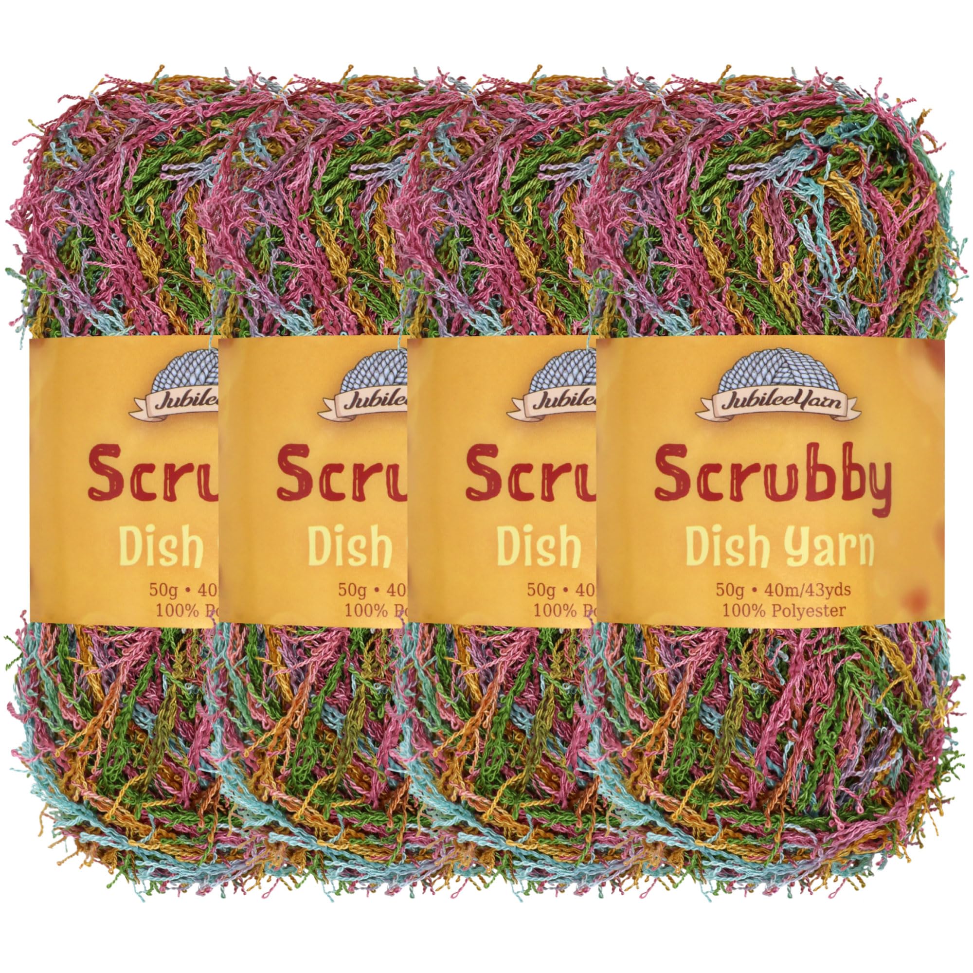 JubileeYarn Scrubby Dish Yarn - 50g/Skein Dishcloth Polyester - Rainbow - 4 Skeins — image 1