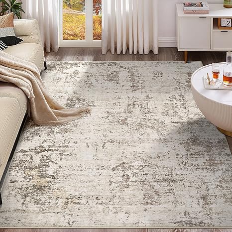 5x8 Area Rug Living Room Rugs - Washable Neutral Modern Abstract Soft Thin Large Rug Indoor Floor No Slip Rug Carpet for Bedroom Under Dining Table Home Office Decor - Dark Brown1