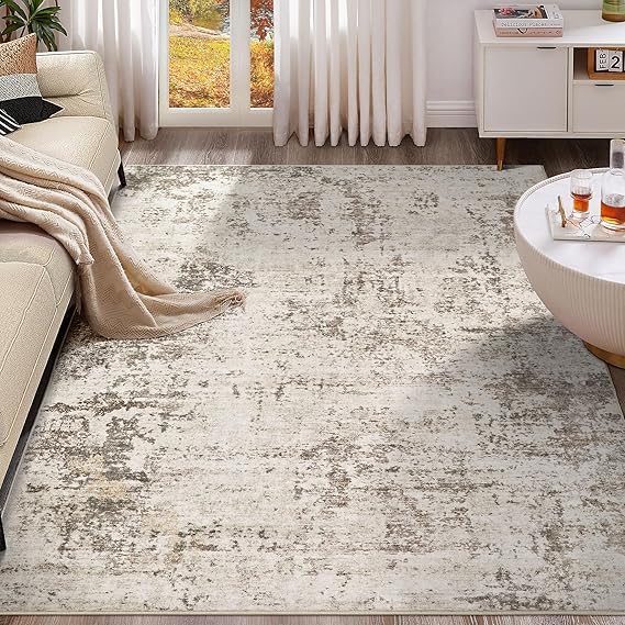 5x8 Area Rug Living Room Rugs - Washable Neutral Modern Abstract Soft Thin Large Rug Indoor Floor No Slip Rug Carpet for Bedroom Under Dining Table Home Office Decor - Dark Brown1