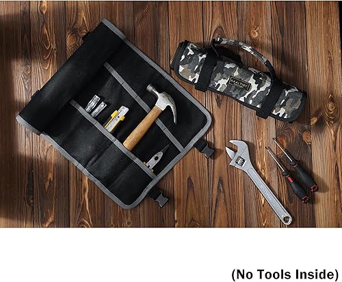 Miniatura 7 de Bolsa enrollable para herramientas, resistente bolsa de herramientas enrollada de lona encerada de 16 onzas, 12 ranuras + banda elástica + 1