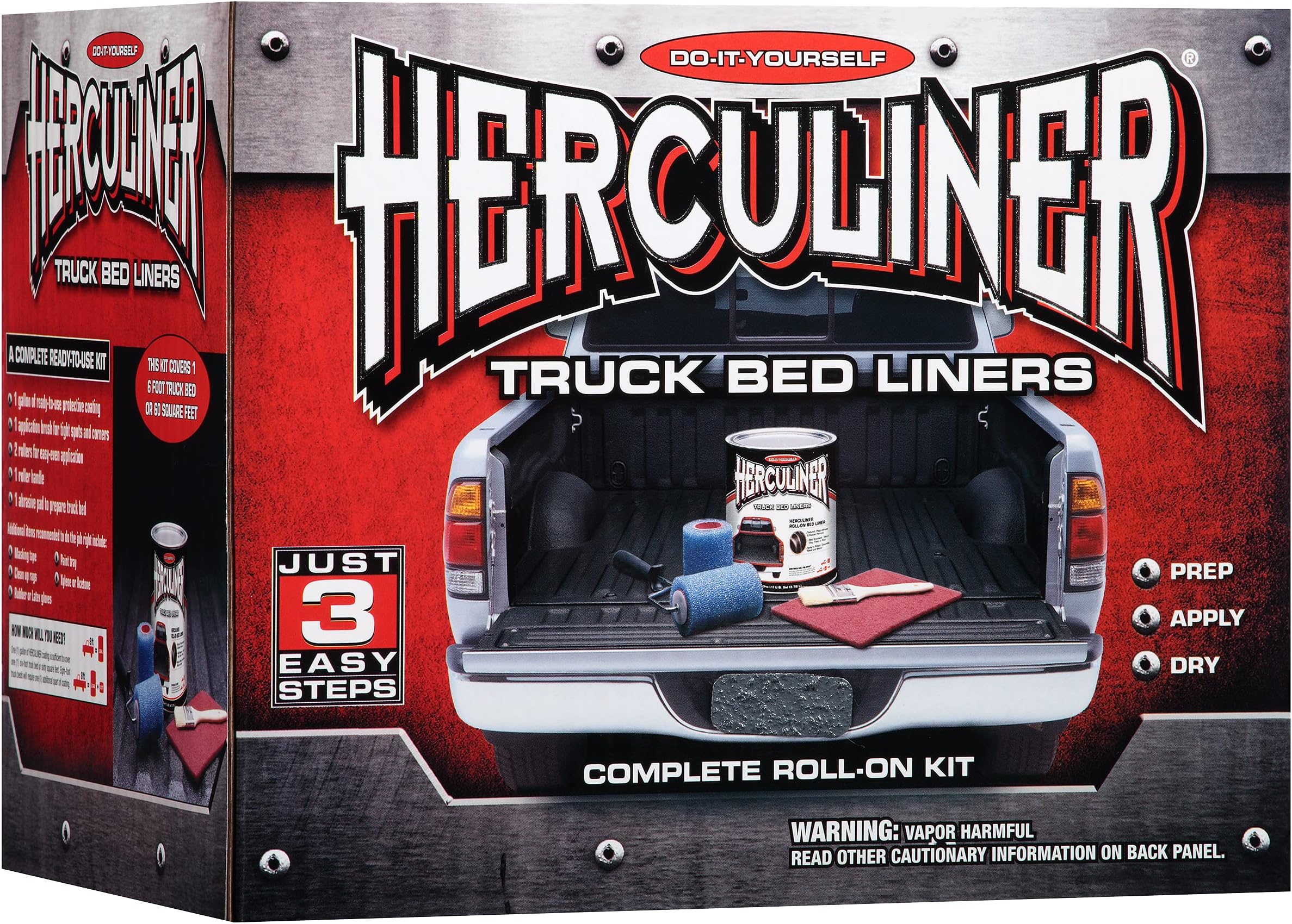 J-B WeldHERCULINER Black 6 Foot Truck Bed Roll on Bedliner Kit