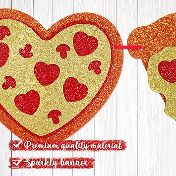 Love You To Pizzas Banner - Pizza Theme Party Supplies for Valentine's Day, Birthday, Wedding Anniversary, Baby Shower & Bridal Shower