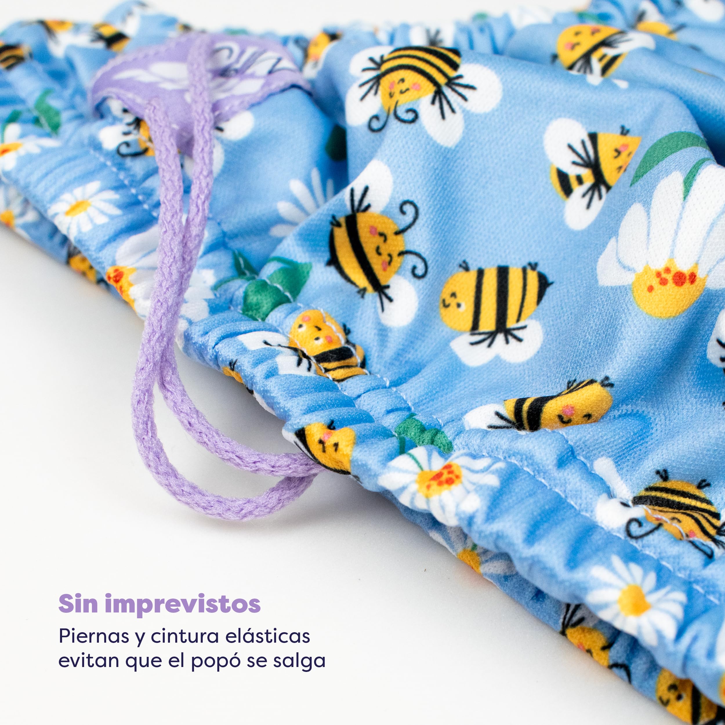 Bambino Mio Conjunto de pañales de natación reutilizables para bebé y niño pequeño unisex (1-2 años) ABEJAS ATAREADAS, protección UPF 40+ | pañales de baño, camiseta y gorro de baño — view 3