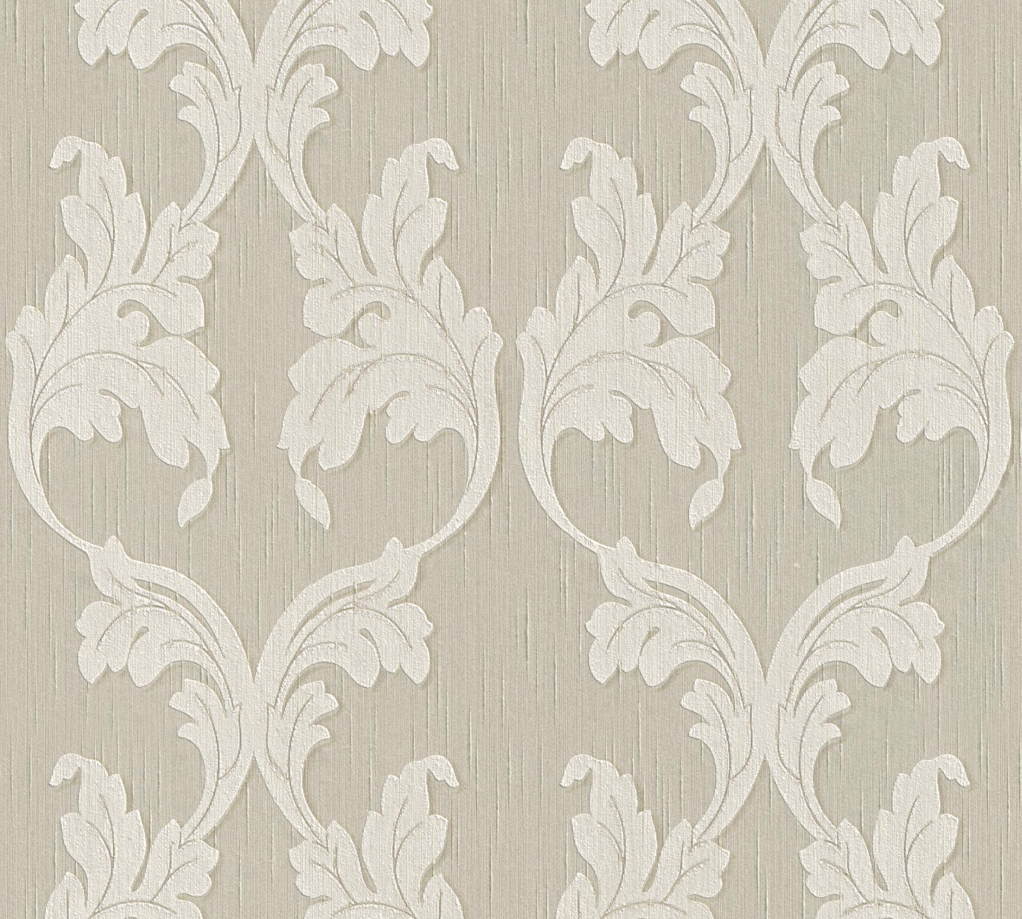 A.S. Création Architects Paper Textiltapete Tessuto Tapete mit Ornamenten barock 10,05 m x 0,53 m beige Made in Germany 956281 95628-1