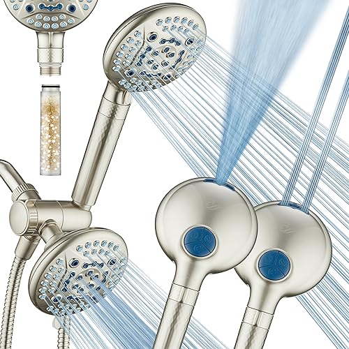 Miniatura 10 de AquaCare High Pressure 6-way Dual Shower Head Combo with Built-in Filter & Power Wash - Clean Tub, Tile & Pets. Remove Chlorine, Lead & Toxins from