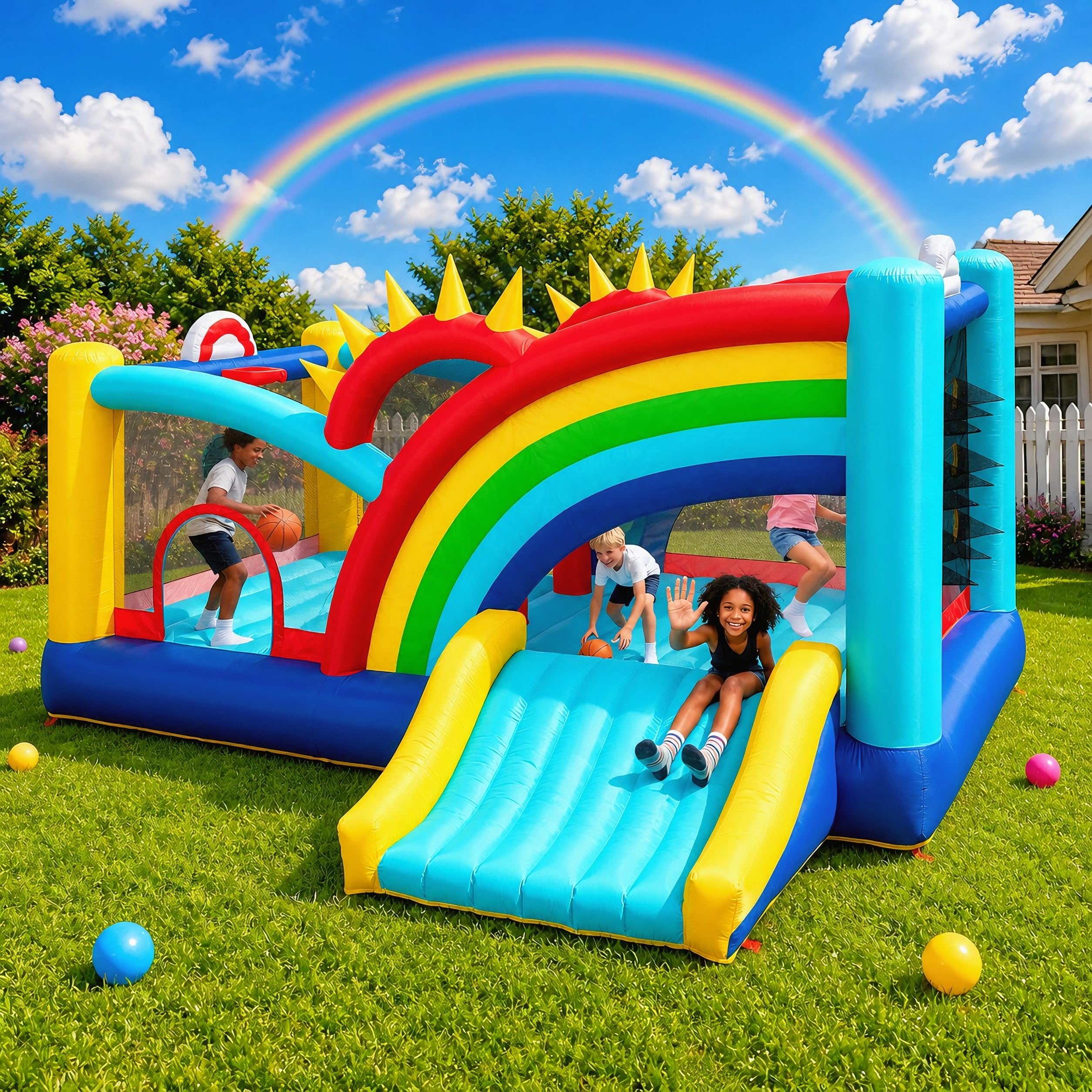 Photo 1 of Wondiair Bounce House for Big Kids, 16FT Rainbow Inflatable Castle