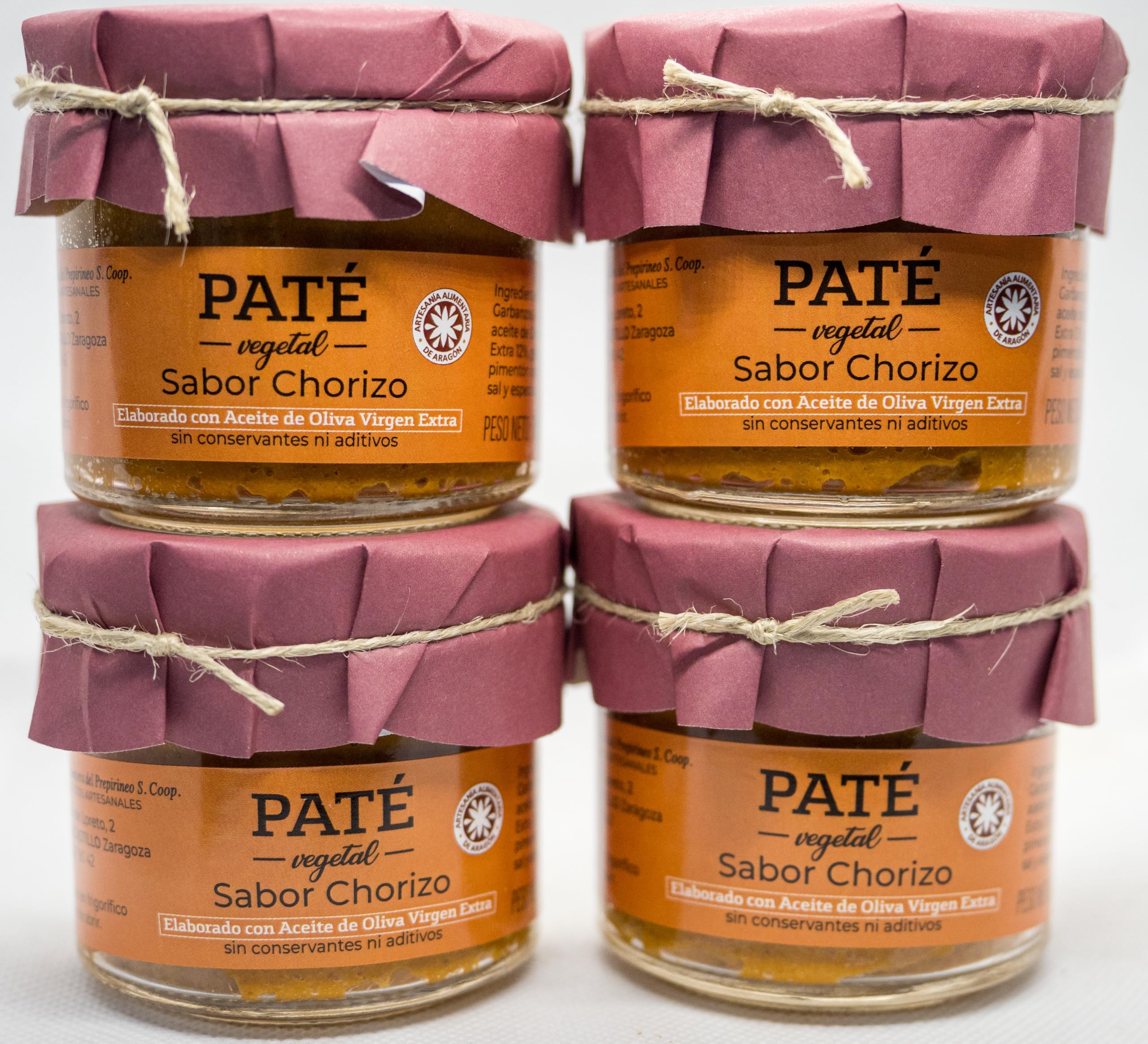 Paté Vegetal Sabor Chorizo (Pack 4x115g) Alternativa Saludable- Con AOVE y Proteína de Garbanzo - Vegano, Gourmet - Sin Aditivos