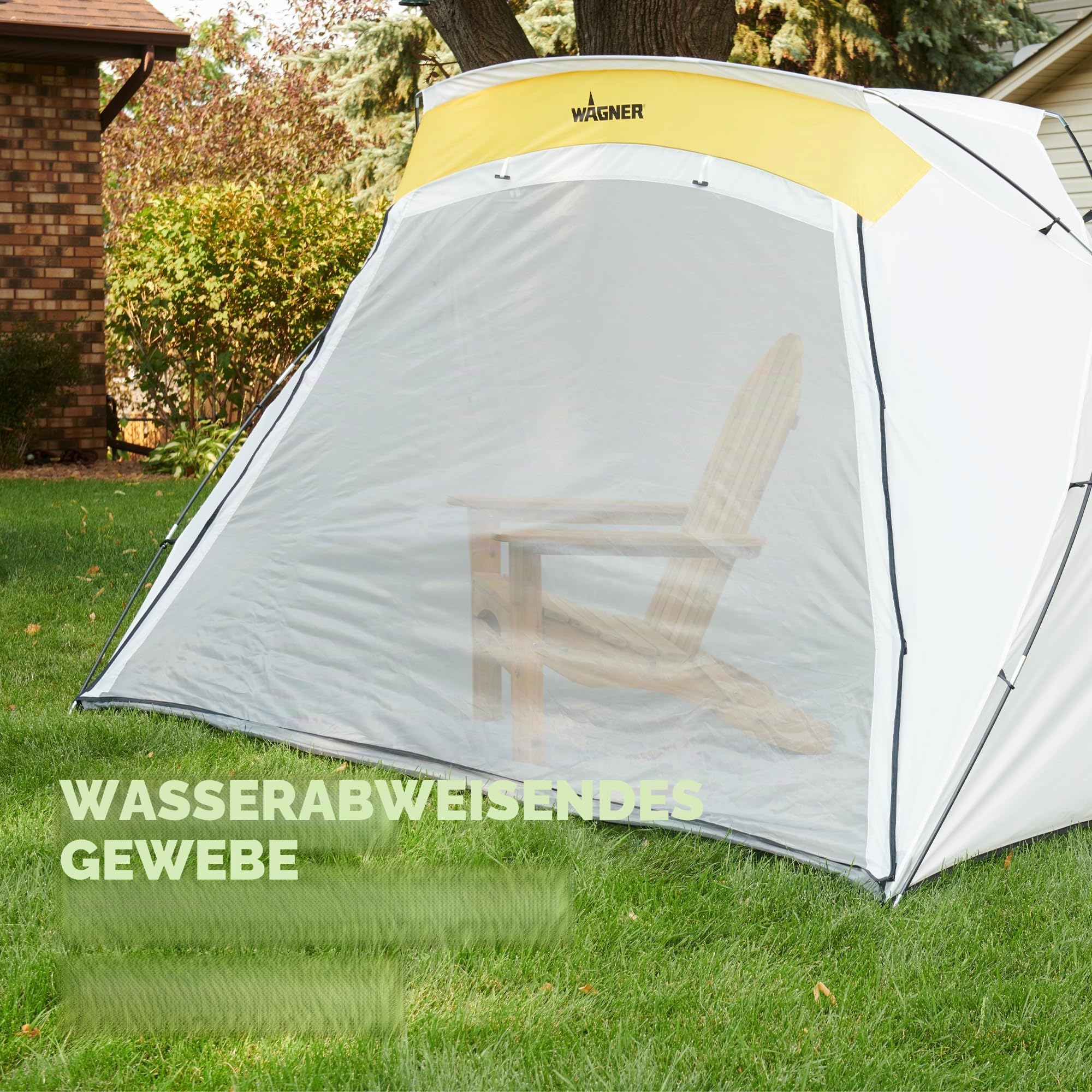 Wagner Spraytech C900038.M Großer Spritzschutz mit eingebautem Boden und Bildschirm, Hobby-Lackierkabine, weiß, gelb