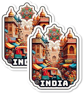 India Magnet 4 Inch 2-Pack Country Asia – Strong Vinyl Decorative Travel Magnets for Fridge Locker Kitchen Office – Cute Fun Aesthetic Cool Durable & Long-Lasting Souvenir ID44999