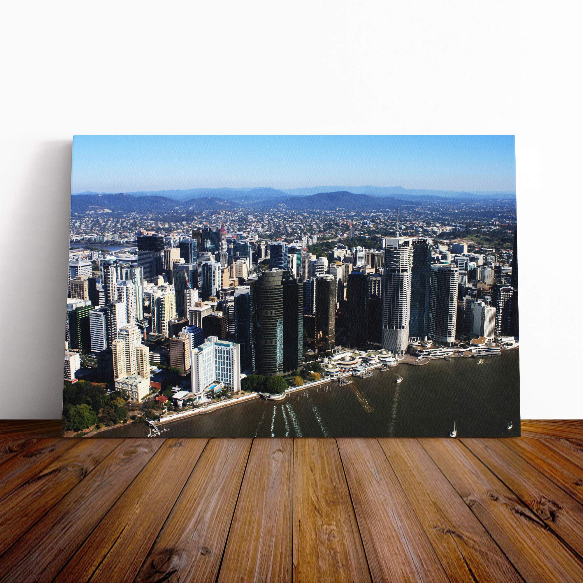 Brisbane Australia Skyline Canvas Print | Gallery Wrapped 30mm Frame Wall Art | 30x20 inches | Ready to Hang | Modern Cityscape Picture | Living Room Bedroom Lounge Office