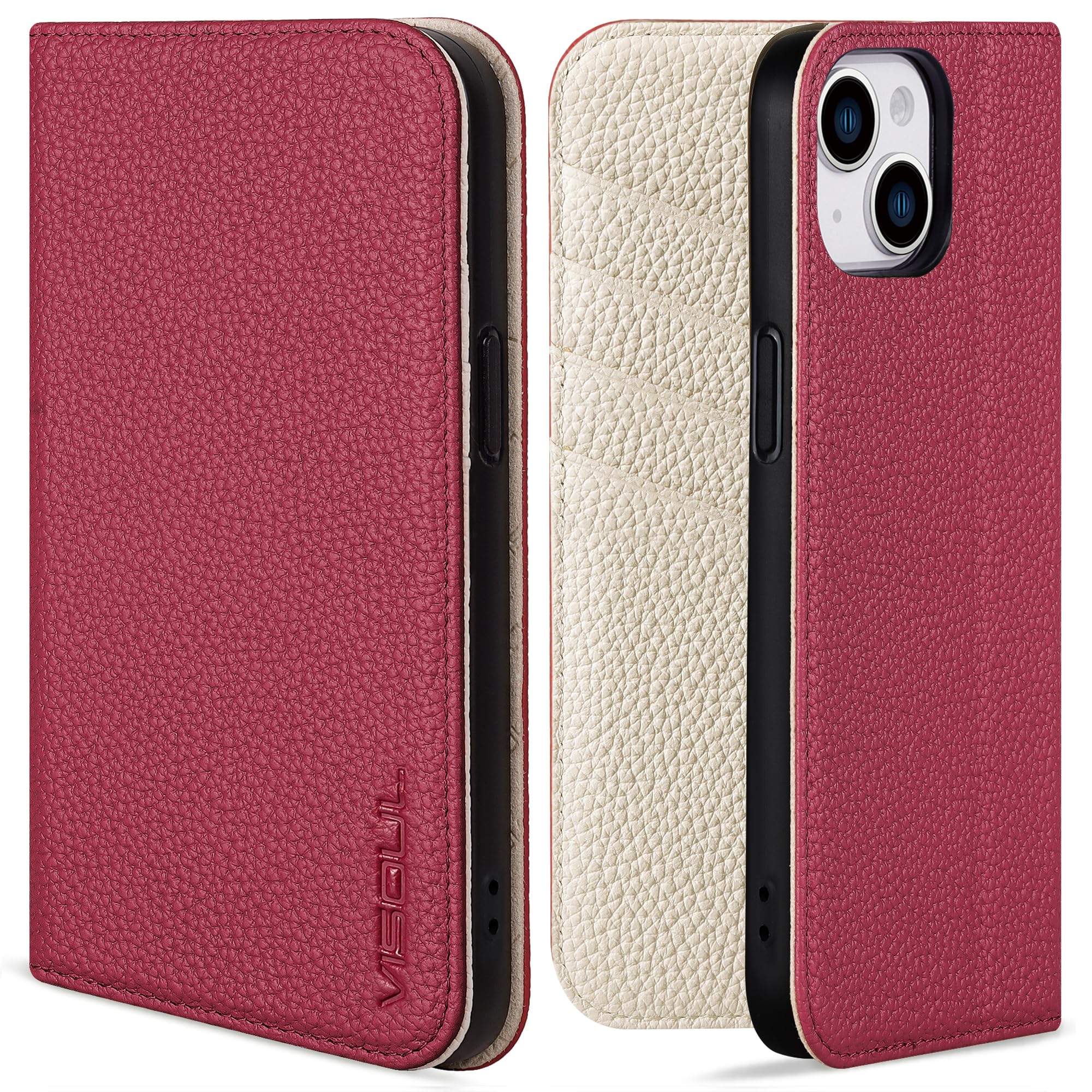 Amazon.co.jp: VISOUL iPhone14 Plus ケース 手帳型 本革 レザー