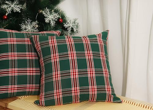 PurpleEssences Juego de 2 fundas de almohada cuadradas de búfalo a cuadros, 100% algodón para decoración de primavera y verano, sofá de cama de