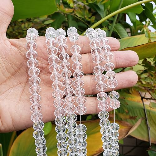 Miniatura 4 de Chengmu Cuentas de vidrio Rondelle blancas de 0.394 in para la fabricación de joyas 200pcs Forma de Briolette facetada Crytal Spacer Beads Surtidos