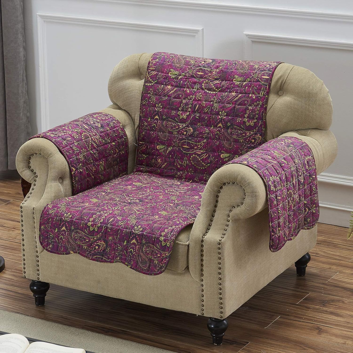 Barefoot Bungalow Paisley Slumber Furniture Protector Slipcover, Arm Chair, Spice