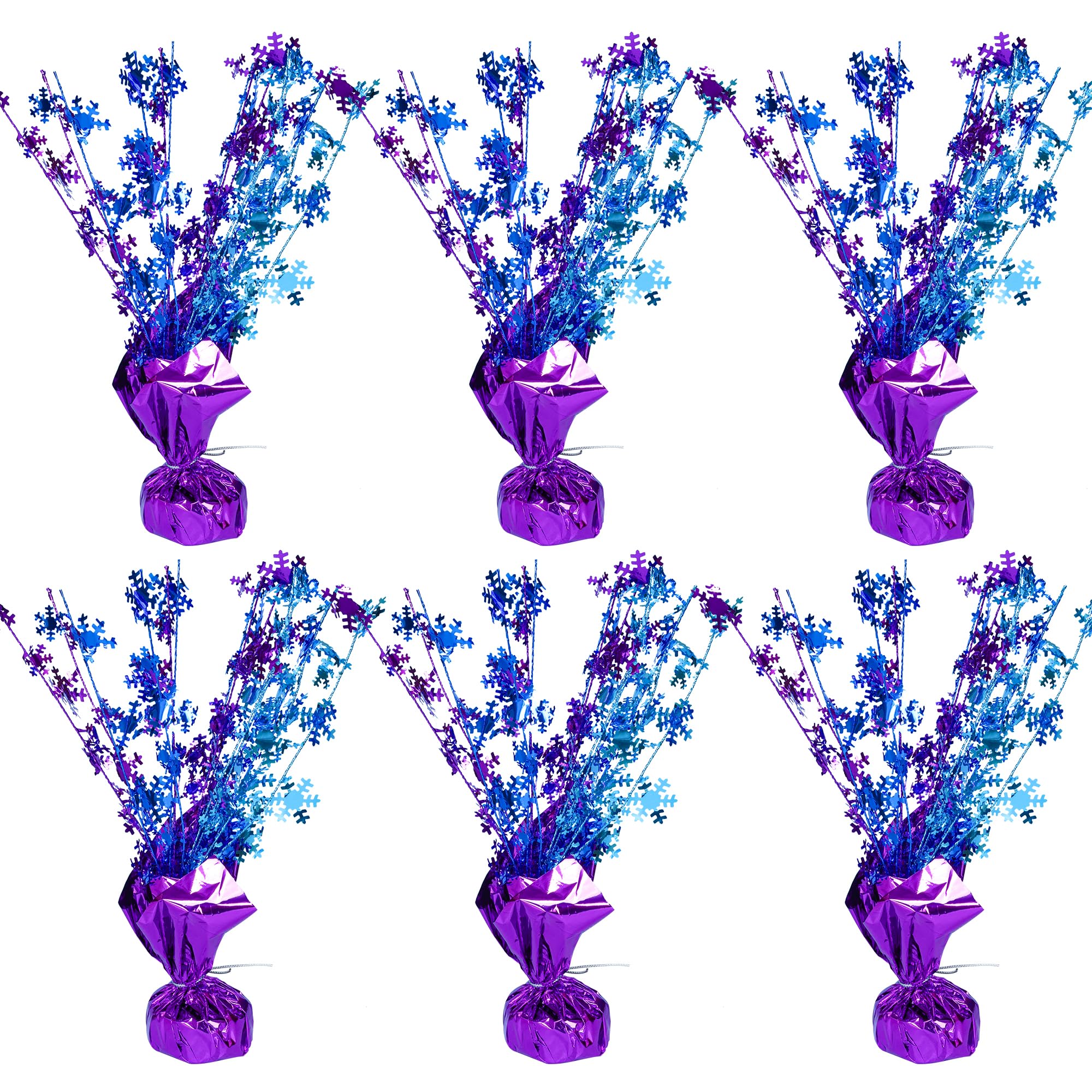 Gyufise 6 Pack Metallic Foil Spray Centerpiece Snowflake Table Decoration Burst Table Centerpieces Table Decor for Winter Wonderland Birthday Wedding Anniversary Holiday Party Supplies Multicolor