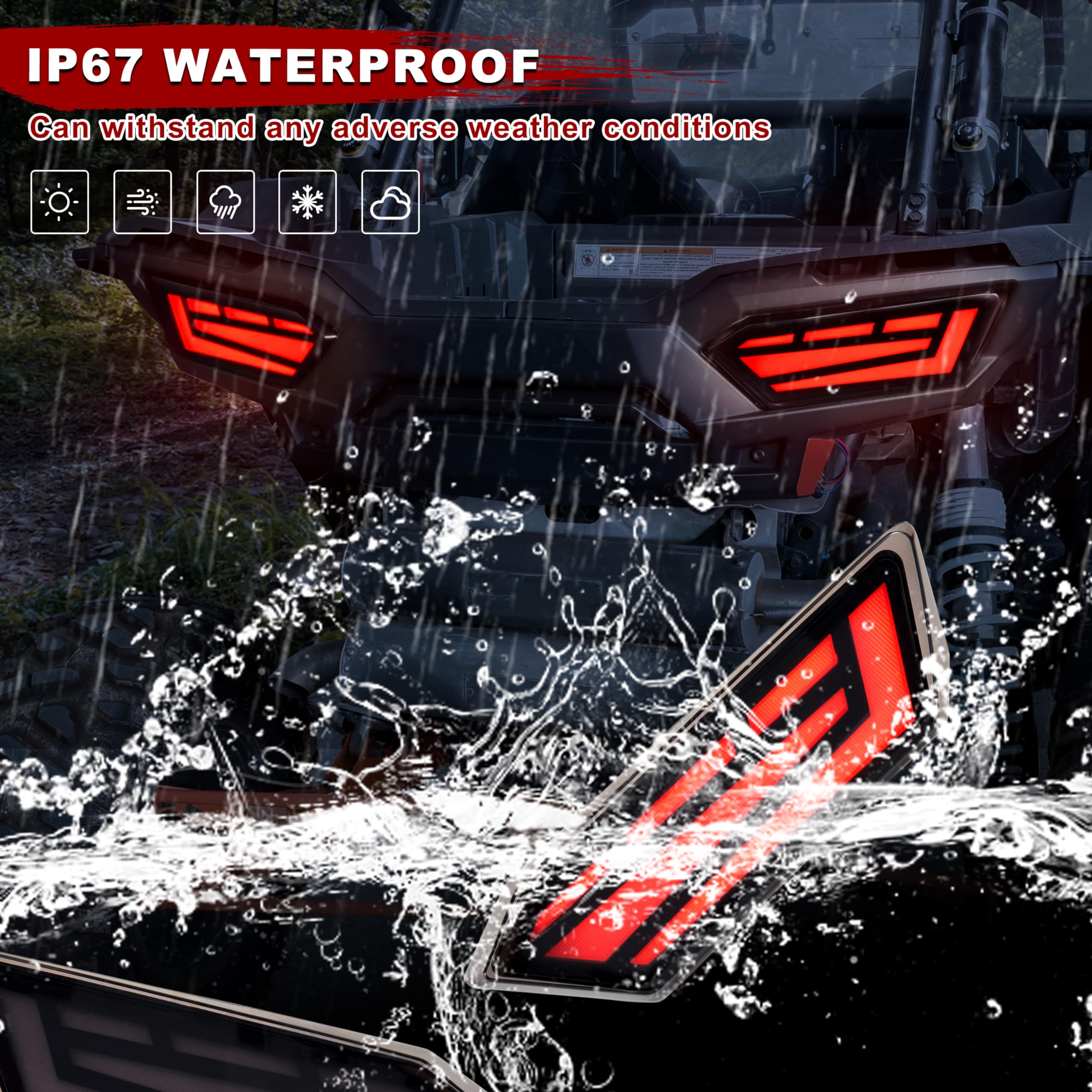 POKIAUTO Smoked Black Tail Lights for Polaris RZR 900 1000 S XP 4 Turbo 2014-2019/ RZR Trail S 900 1000 2020-2023 Accessories Rear Brake Stop Lights Tail Lamps Replace # OEM 2412341 2412342