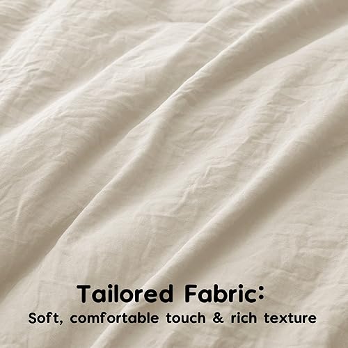 Miniatura 5 de Bonlino Juego de edredón de cama individual  Edredón de 3 piezas de estilo rústico con volantes, bohemio, mullido, suave, ligero, elegante, rústico,