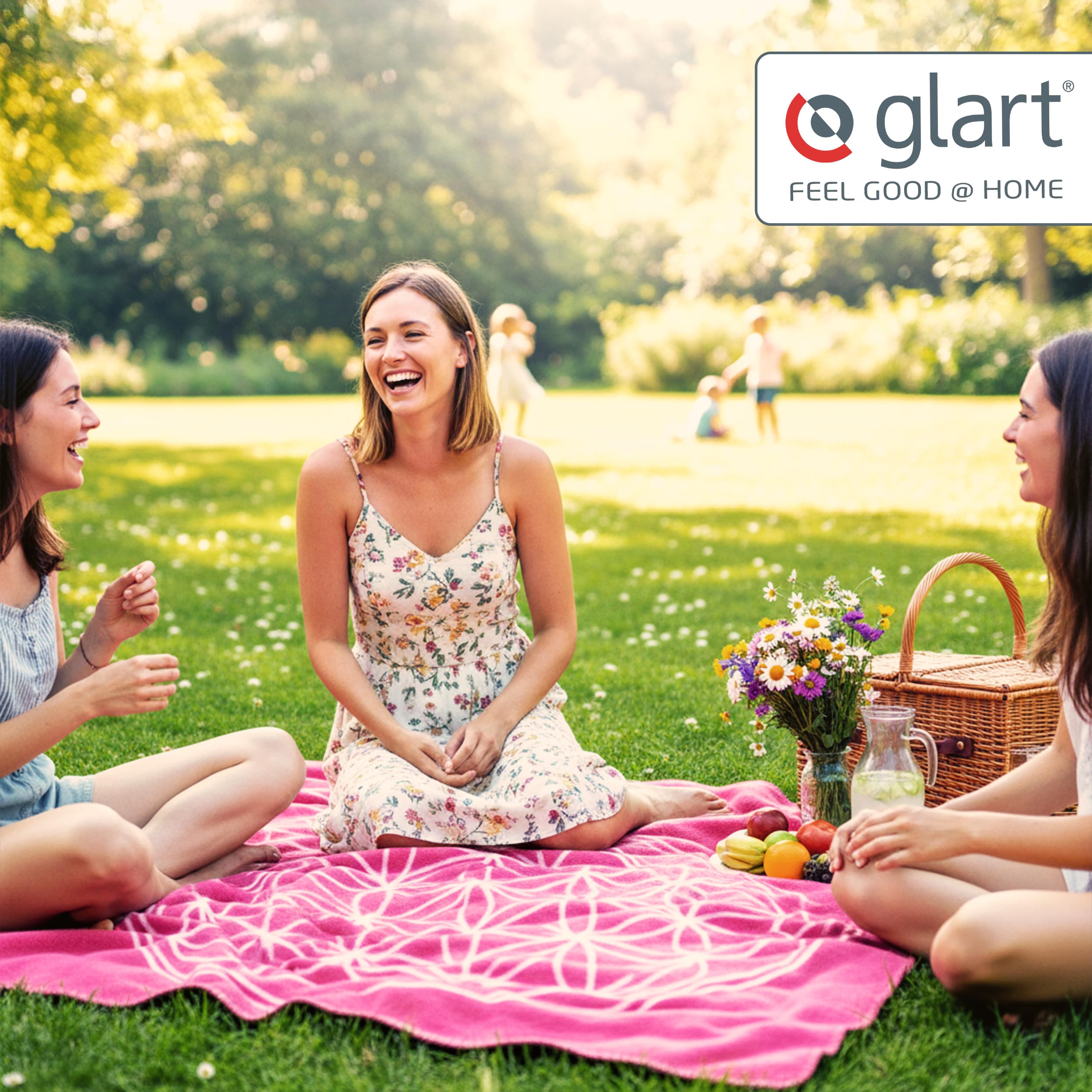 Glart J2BP coperta morbida Fiore della Vita rosa per divano | coperta morbida e plaid per divano, design Fiore della Vita in rosa, in misto cotone-acrilico