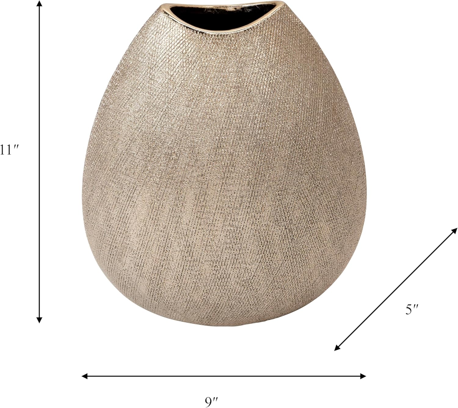 Decorative Table Vase for Home Decor – Modern Ceramic Accent with Glam Metallic Finish, Stylish Centerpiece for Flower Arrangements on Dining Table, Shelf, or Entryway Console Display – 11", Silver