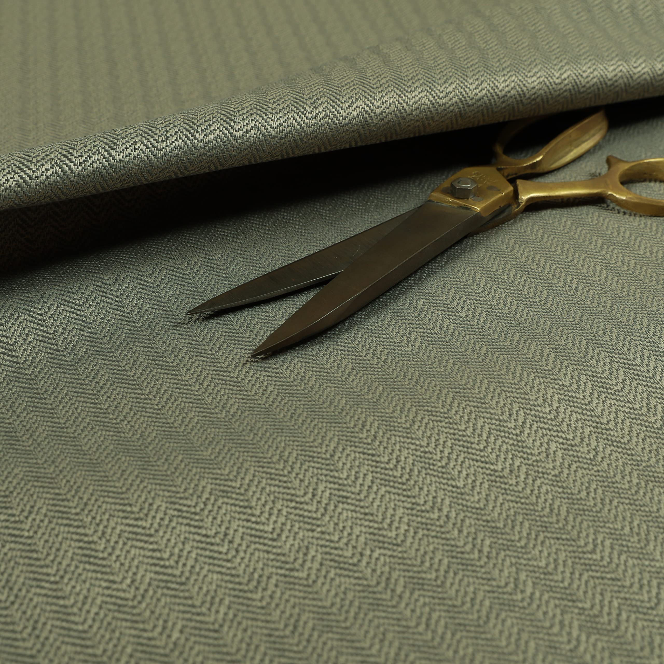 Redbrick Mill Fabrics Flame Retardant Herringbone Pattern Semi Plain Medium Weight Upholstery Fabric in Grey Colour (1 Metre) โ image 1