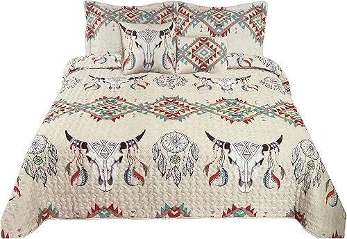 Western Peak Juego de ropa de cama de 5 piezas con fundas y almohadas decorativas (beige, Queen)