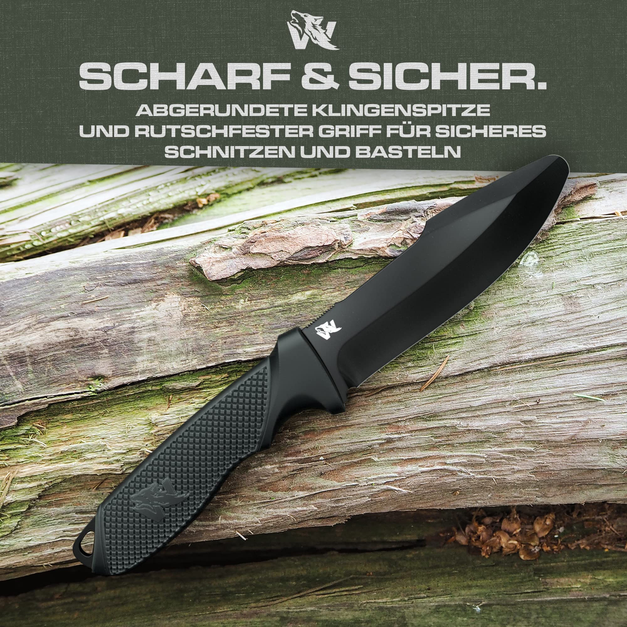 Wolfgangs W-KIDS Schnitzmesser Mit Süßem Führerschein - Outdoor Kinder Messer Set Mit Scheide Und Feuerstahl - Das Erste Große Abenteuer