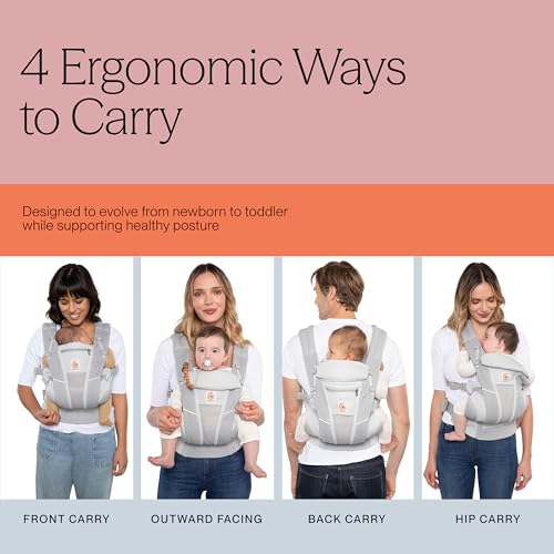 Image of Ergobaby Omni Breeze All Carry Positions Breathable Mesh Baby Carrier with Enhanced Lumbar Support & Airflow, Onyx Black, 3-20 Kgs