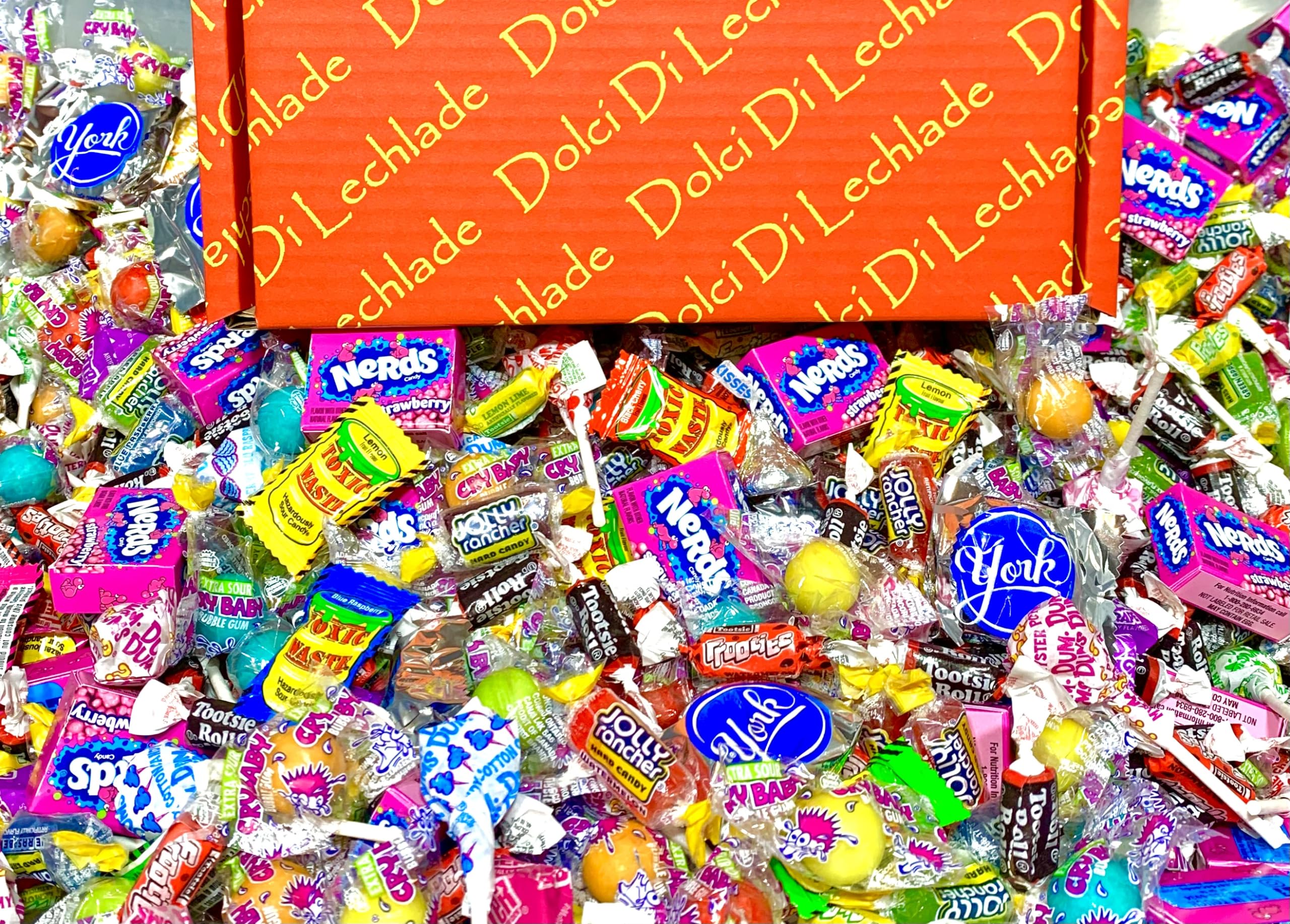 American Sweets Gift Box 100+ Piece Candy by Dolci Di Lechlade Kids Hamper USA Jolly Rancher Hersheys Tootsie Nerds Birthday Halloween Christmas Thank You Present