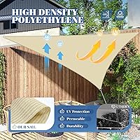 Vista 3 de ECOOPTS Toldo Vela Triangular de HDPE de 12'x12'x12' para Sombra Solar, Toldo para Patio Exterior Pérgola, Tela de Cobertura que Bloquea 95% UV Beige