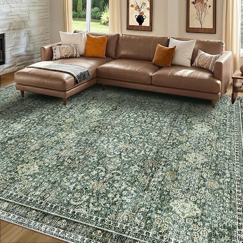 Sasttie 8x10 Ultra-Soft Washable Rug (Dark Green)