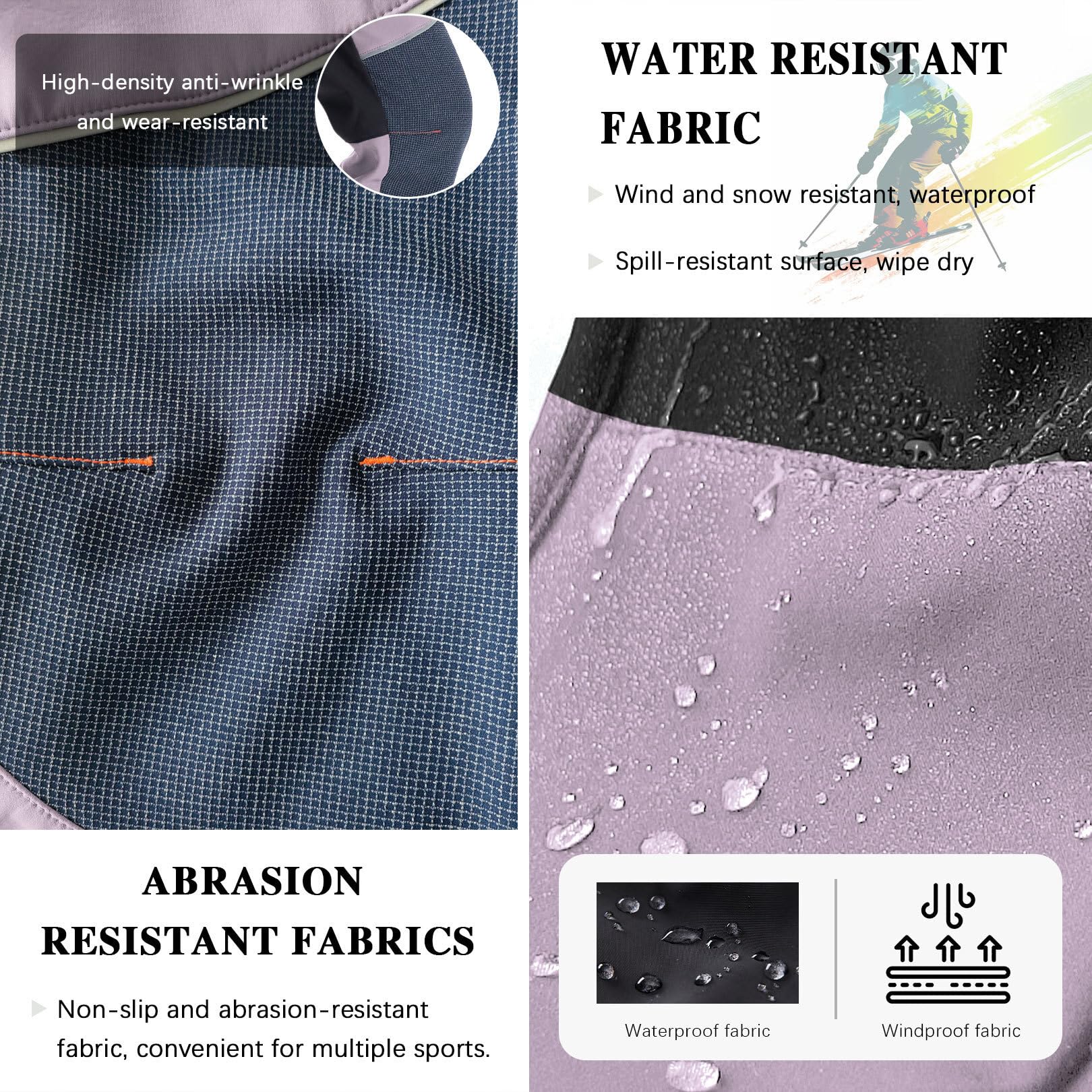 ANGEL CITIZ Pantaloni impermeabili per bambini, leggeri, per la scuola, pantaloni da lavoro con 3 tasche