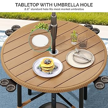 Amazon.com : YITAHOME Outdoor Patio Dining Table Round for 4