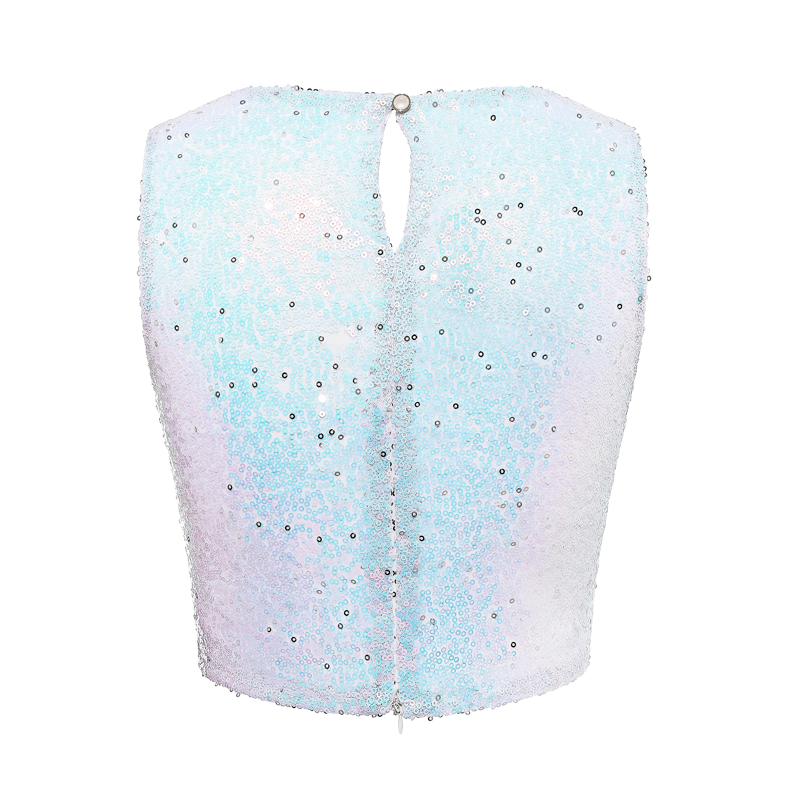 Coucoland Camiseta corta sin mangas para mujer, camiseta de verano con lentejuelas brillantes y purpurina para adelgazar, a la moda