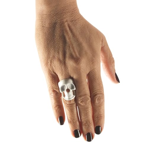 Bague tête de mort squelette argentée Halloween pour déguisement horreur