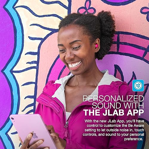 Miniatura 5 de JLab JBuds Mini Auriculares Bluetooth inalámbricos + funda de carga, rosa intenso, IP55 a prueba de sudor y polvo, Bluetooth multipunto, audio