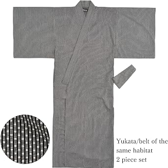 [Edoen] Japan YUKATA Kimono quilted Sashiko Men's