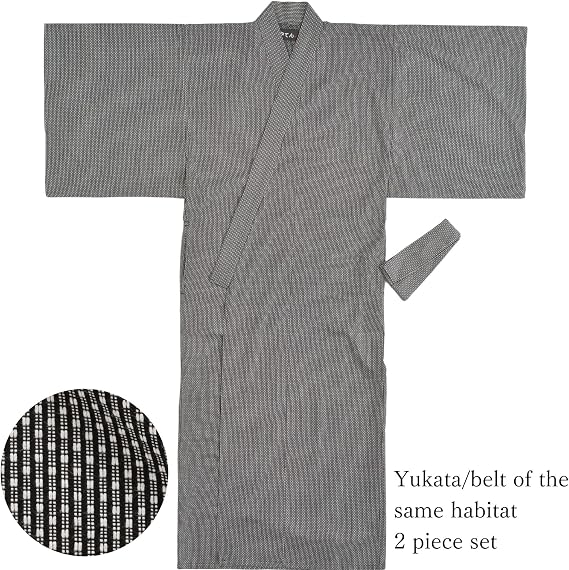 [Edoen] Japan YUKATA Kimono quilted Sashiko Men's