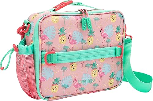 Miniatura 3 de Bentgo Juego de bolsas de almuerzo aisladas con estampado de caja de almuerzo estilo Bento, para niños y 4 bolsas de hielo reutilizables (tropical)