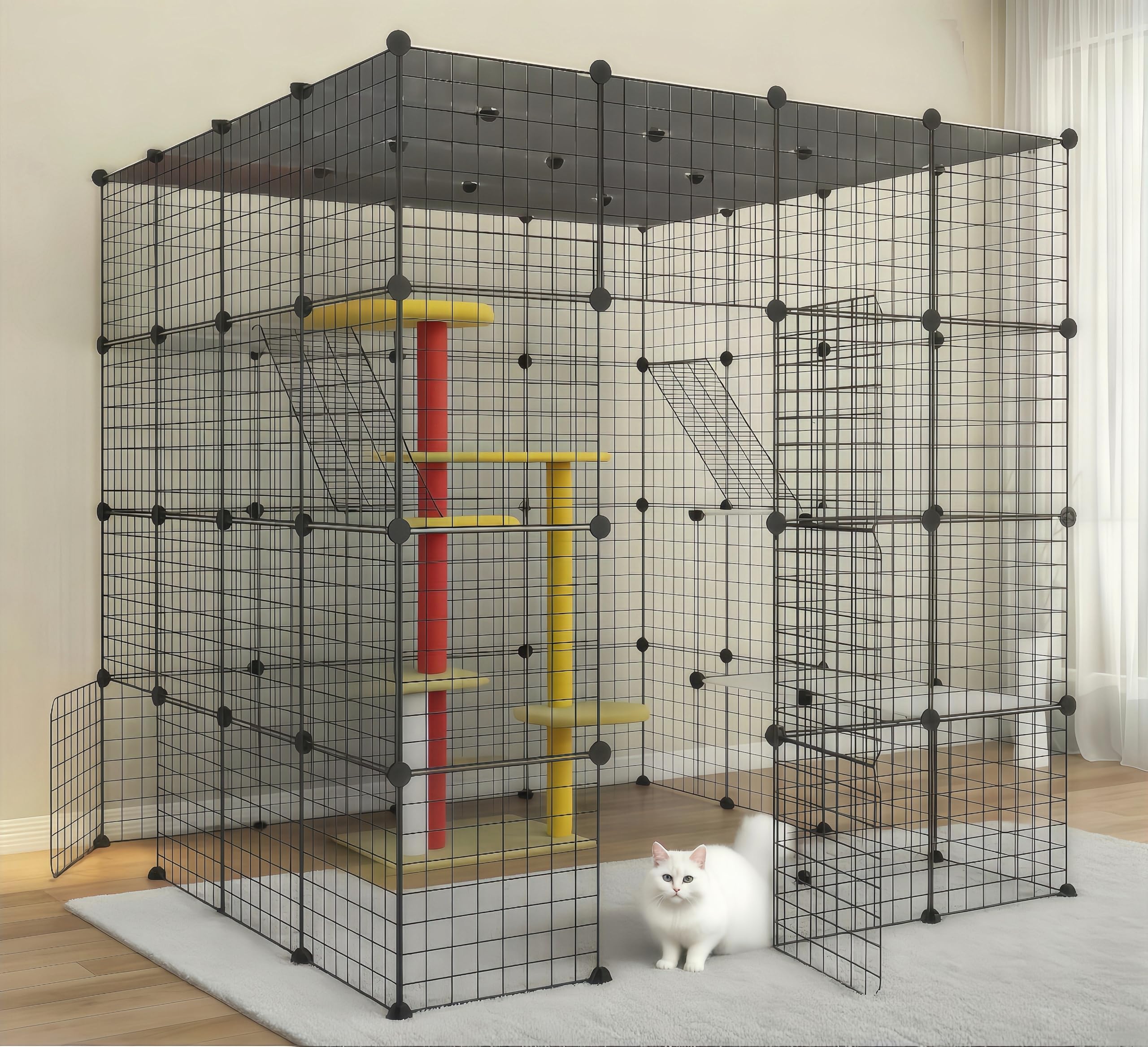 Amazon.co.jp: TUIYIDUO 猫ケージ 大型 キャットケージ オオガタ 4段