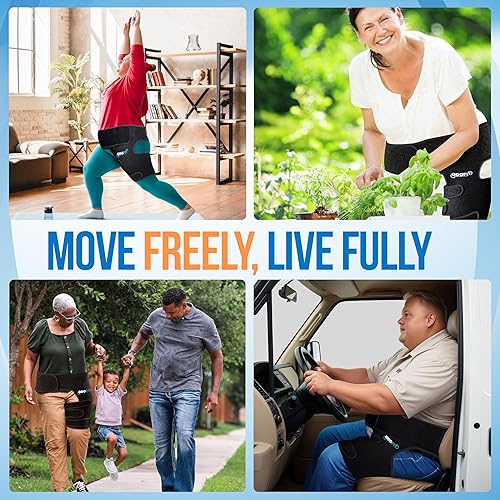 Miniatura 4 de Soporte de cadera 5 en 1 para mujeres y hombres, dispositivos de alivio del dolor de ciática  Ajustable para la ingle, flexor de la cadera para un